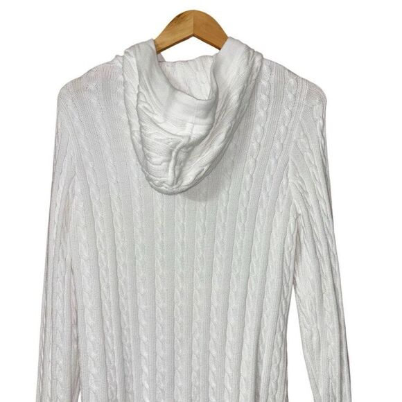 Lilly Pulitzer cable knit hooded button front cardigan white small - Picture 8 of 11